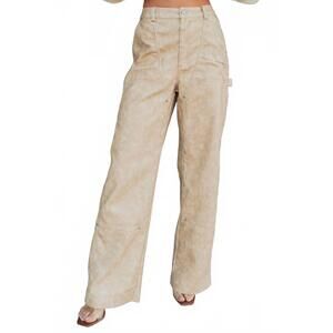 NEW FORE vincent faux leather carpenter pants in tan